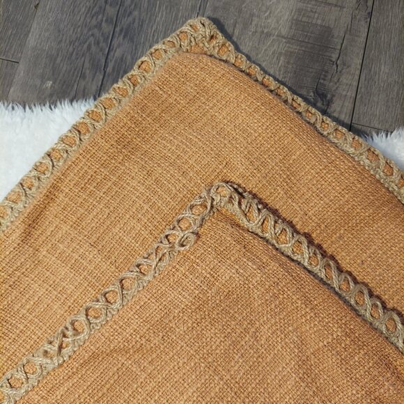 Pier 1 Set of 2 Orange Braided Cushion Covers 18"x18" Throw Pillow Cases Fall - Picture 5 of 6